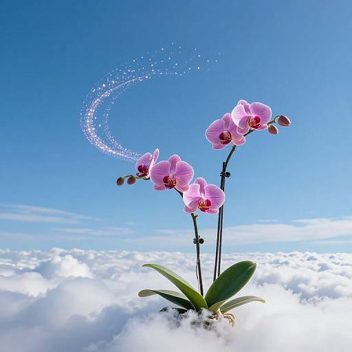 Graceful Pink Orchids in Azure Sky