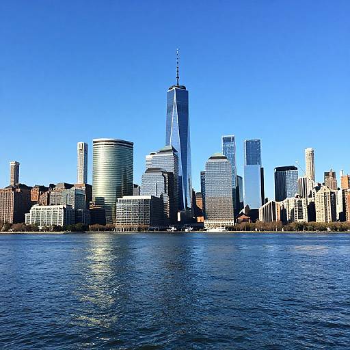 Vibrant City Skyline Over Water