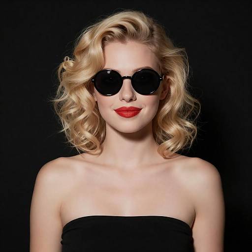 Vintage High-Contrast Blonde in Black Sunglasses