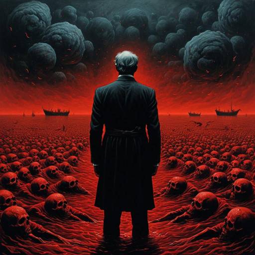 Man Amidst Crimson Sea of Horror