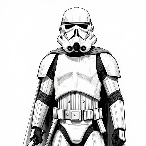 Black and White Jedi Line Art