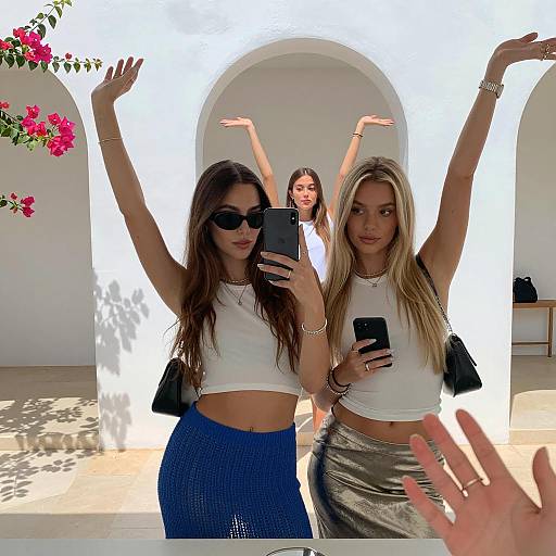 Reflective Portrait of Three Stylish Women