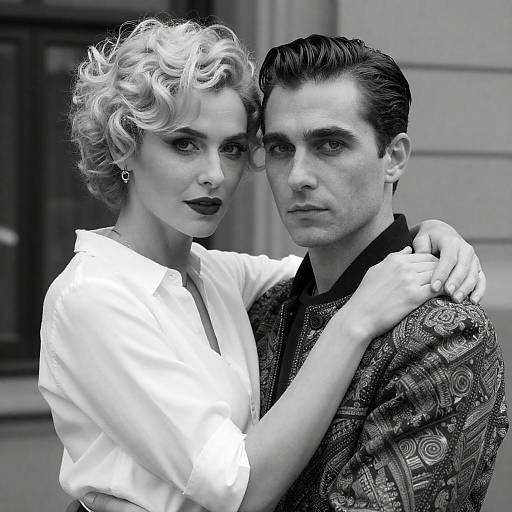 Striking Black-and-White Portrait of Couple