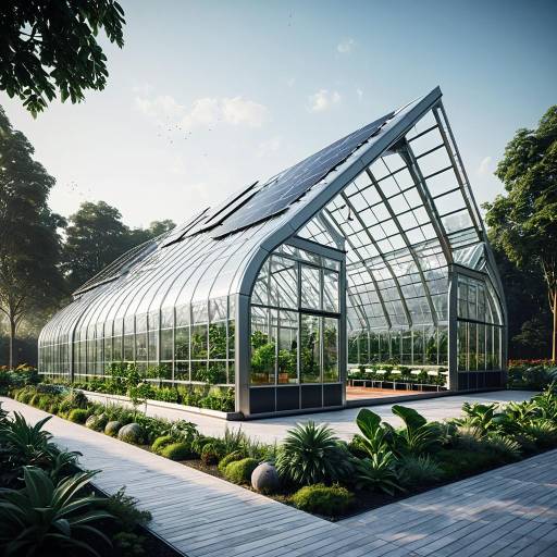 Futuristic Greenhouse Pavilion with Photovoltaic Panels