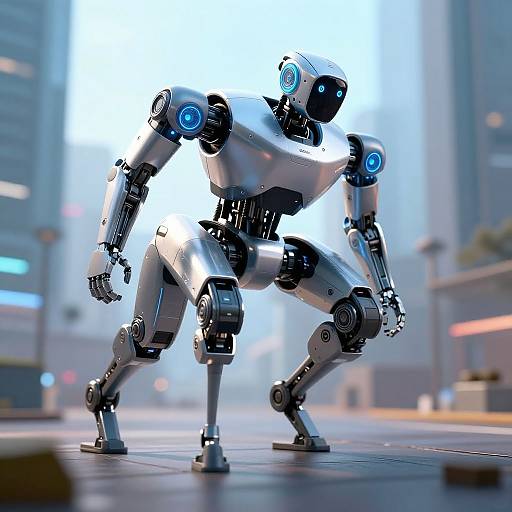 Cyberpunk Quadruped Robot in City