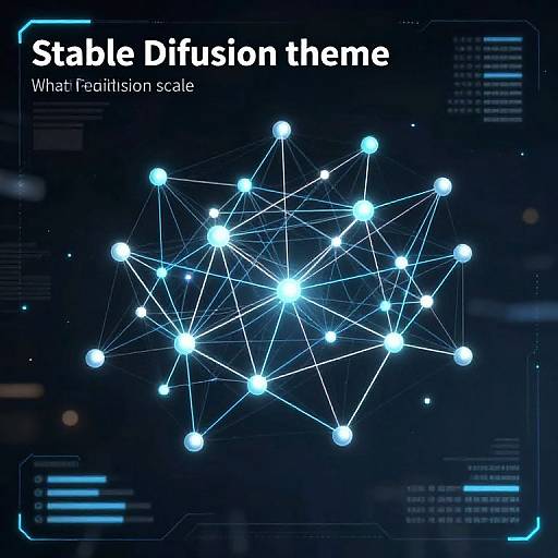 Digital illustration of a glowing blue network diagram on a dark background with text 