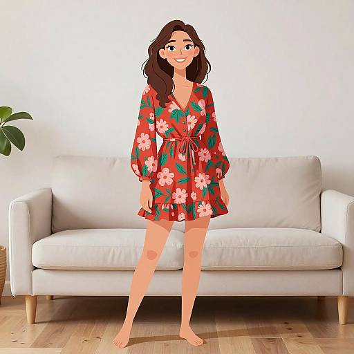 Boho Chic Woman in Floral Dress