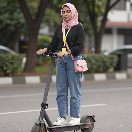Young Woman on Scooter with Hijab