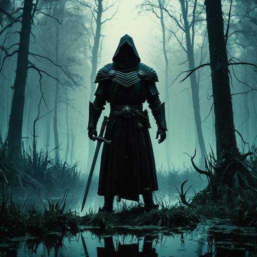 Spectral Shadow Knight in Foggy Swamp
