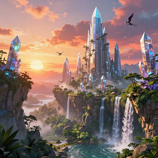 Fantasy Crystal Spires at Sunset