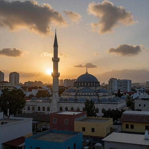Stunning Cityscape at Sunset with Mosque