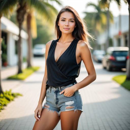 Stylish Woman in Casual Summer Outfit Outdoors