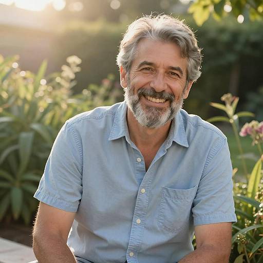Smiling Mature Man in Garden