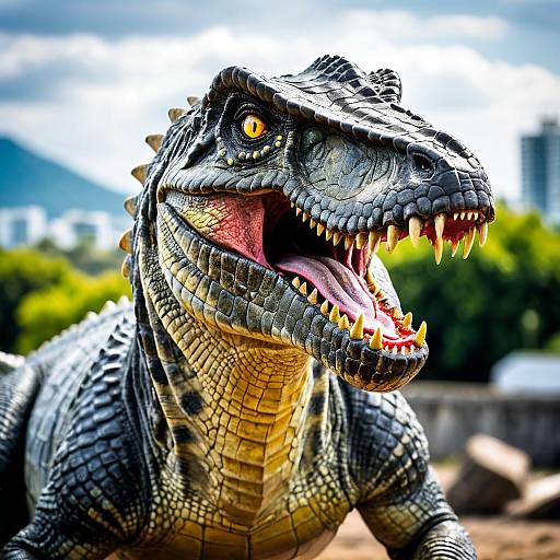 Realistic Dinosaur with Open Mouth