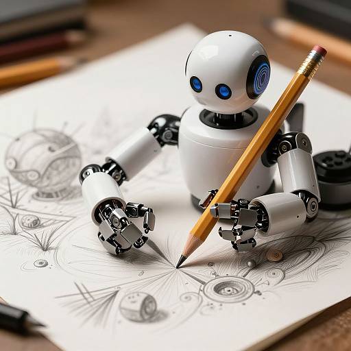 AI Robot Crafting Detailed Pencil Sketches