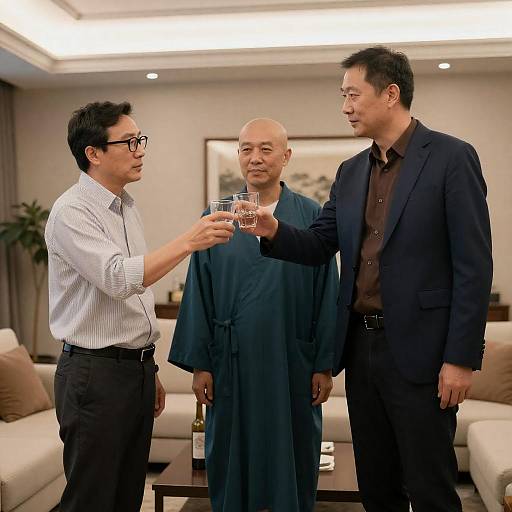 Social Gatherings: Three Men in Conversation