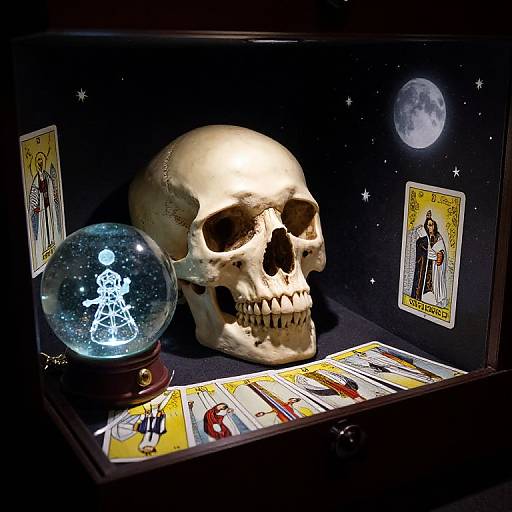 Mystical Skull and Tarot Scene