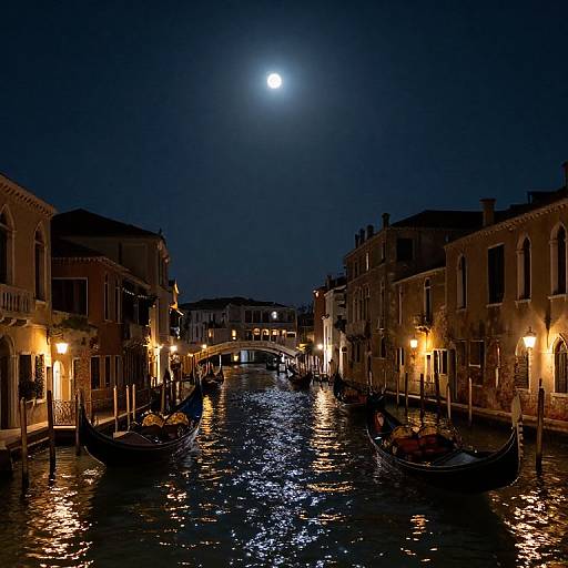 Nocturnal Gondola Journey Under Stars
