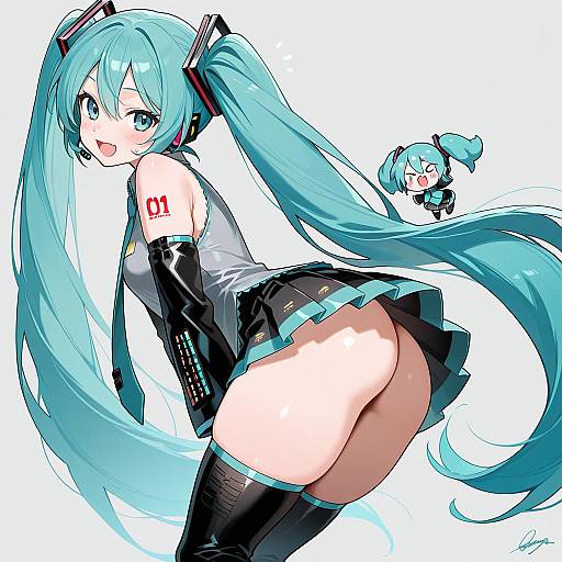 Chibi Hatsune Miku Aqua Twintails