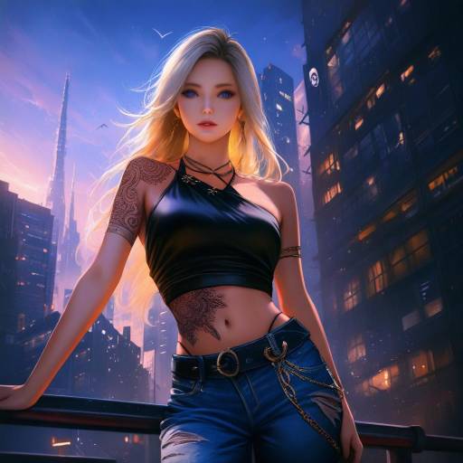 Blonde Girl in Summer Cityscape Setting