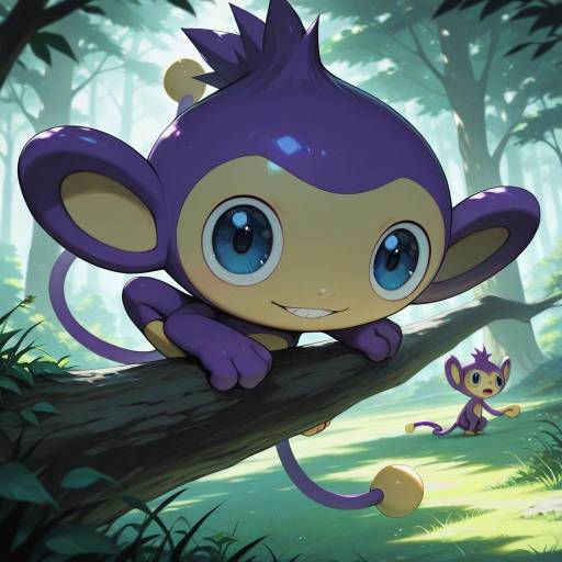 Illustration of Aipom, pokemon in the style of Vertigris