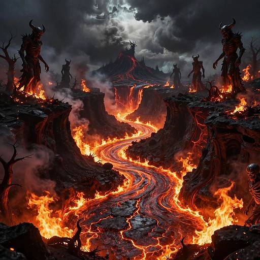 Realistic Fiery Hellscape Panorama