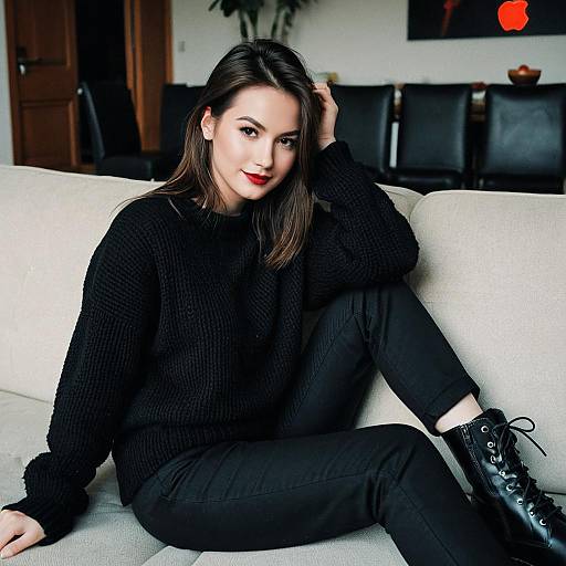 Girl with Apple on Couch