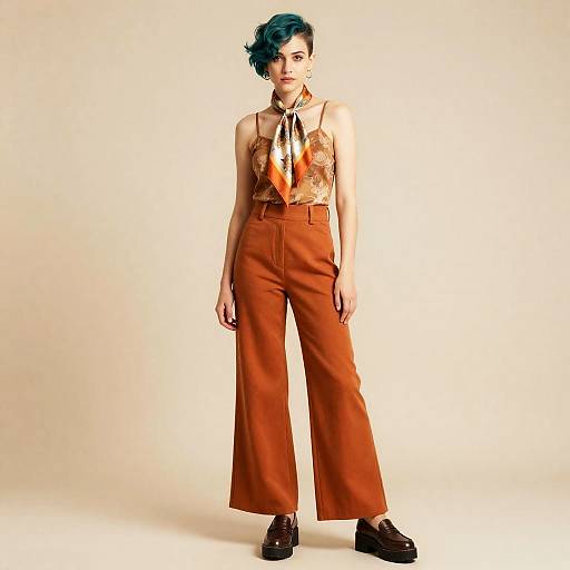 Retro 70s Non-Binary Teal Undercut Fashion