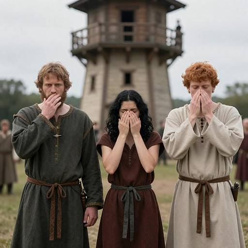 Medieval Gathering by the Wooden Tower