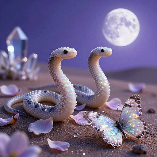 Ethereal Crystal Desert with Serpents