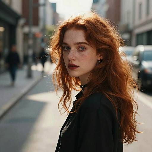 Cinematic Pastel Goth Redhead Street Shot