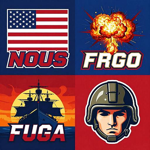 Patriotic Military Logo Collage