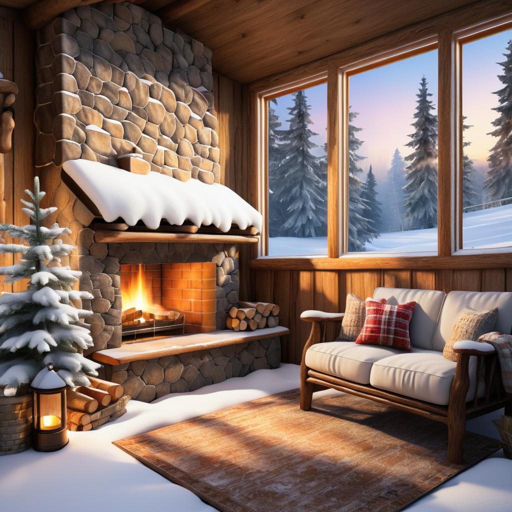 Cozy Winter Cabin with Crackling Fireplace