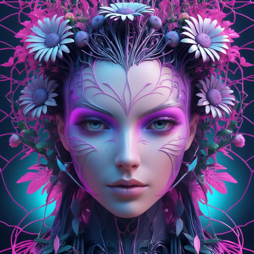 Colorful Cyberpunk Medusa Face Render