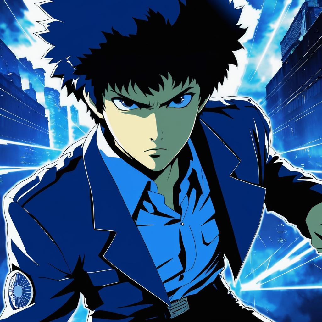 Spike Spiegel Meets Titans in Anime Poster