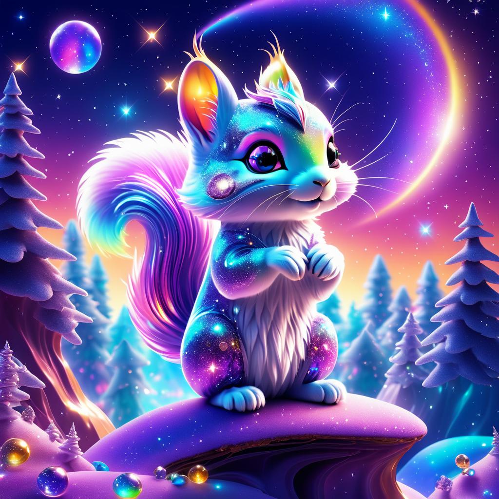 Whimsical Celestial Squirrel in Space