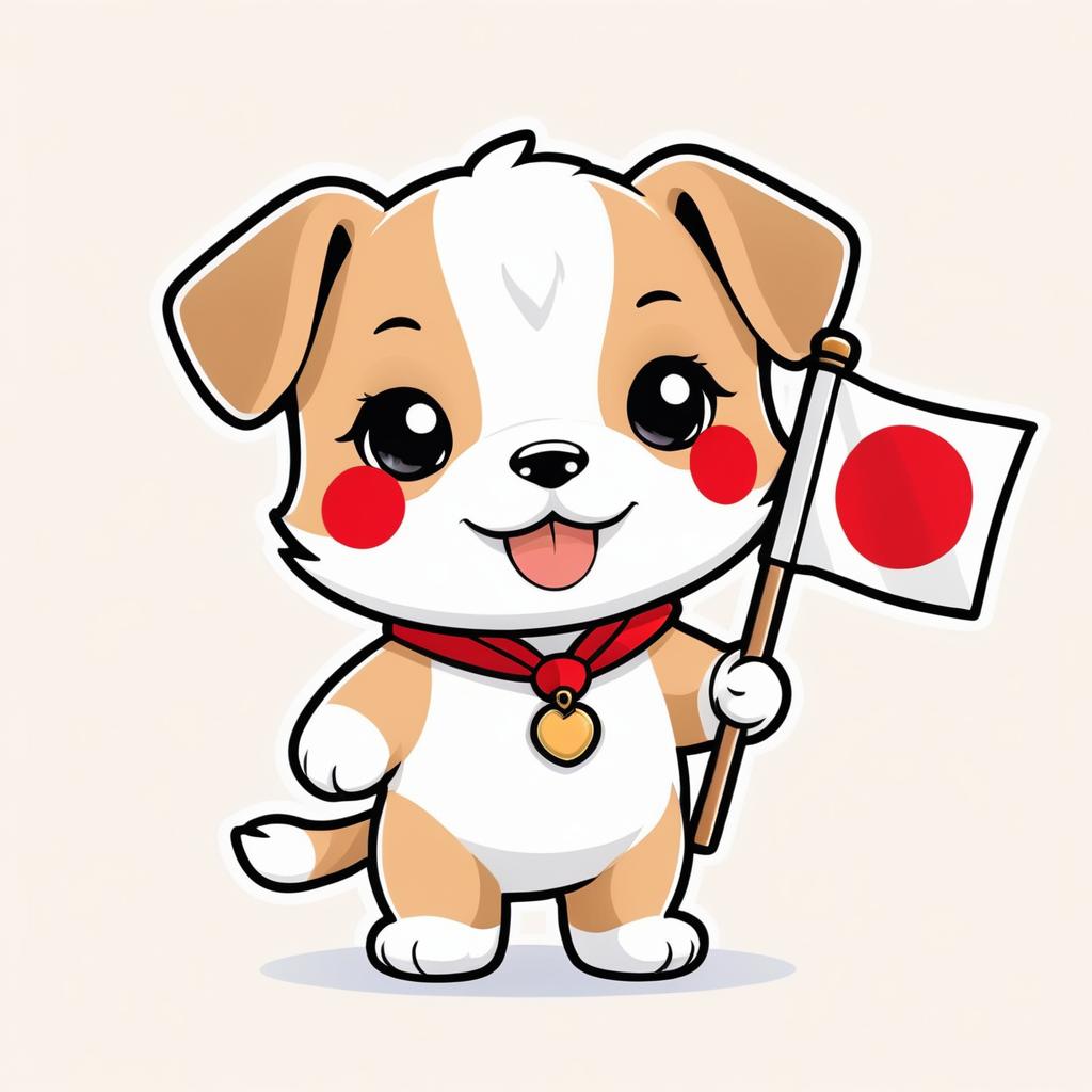 Adorable Puppy Featuring Japan's Flag