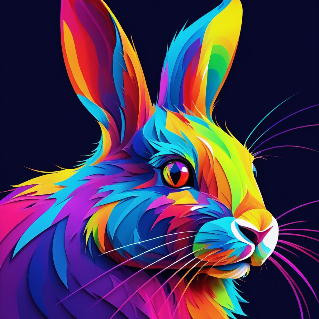 Vibrant Abstract Rabbit Portrait Illustration