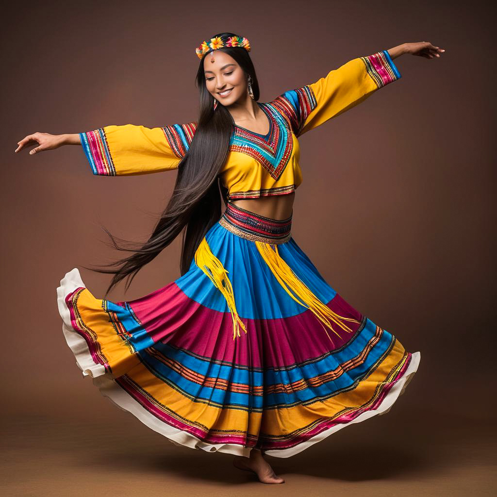 Joyful Andean Dancer in Colorful Costume