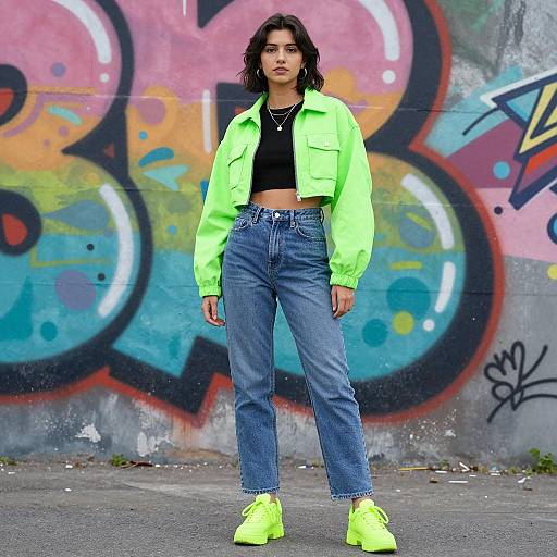 Confident Woman in Neon Street Style