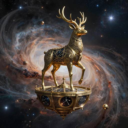Celestial Stag in a Nebula Spire