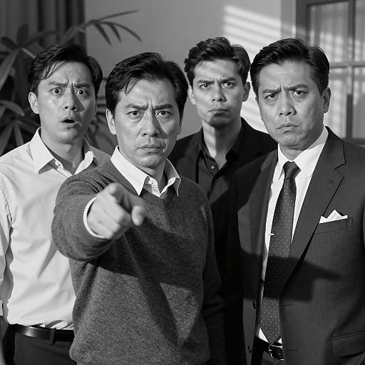 Tense Black and White Group Portrait