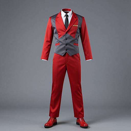 Morph Suit with Red and Gray Vests