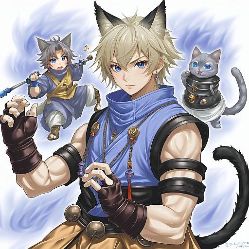 Illustration of Monk (final fantasy), final fantasy in the style of Ataru (cha2batake)