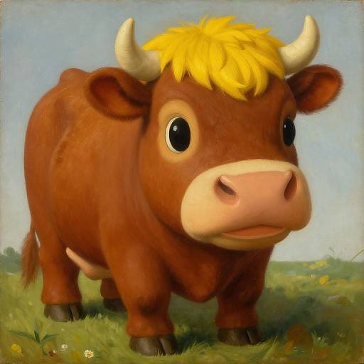 Cuboid Smile Brown Cow Illustration