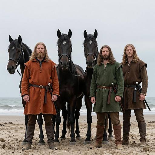 Medieval Warriors on a Sandy Beach