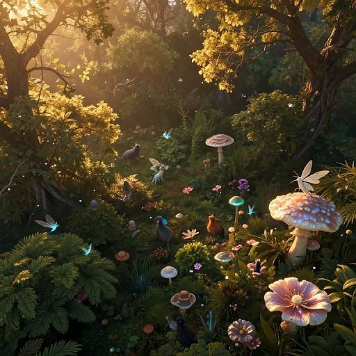 Enchanted Aerial Golden Hour Forest