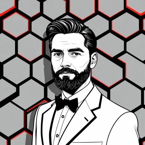 Minimalist Line Art Portrait of Bearded Man