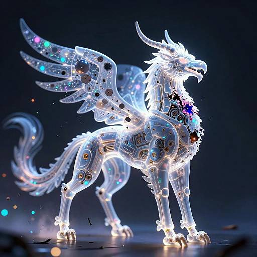 Ultra-Detailed Mechanical Gryphon Illustration