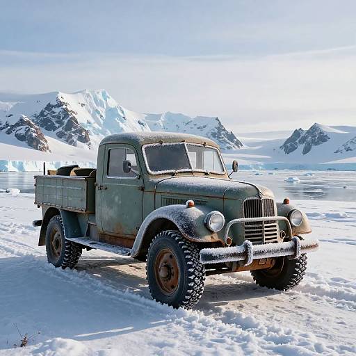 Vintage Kharkovchanka in Antarctic Landscape